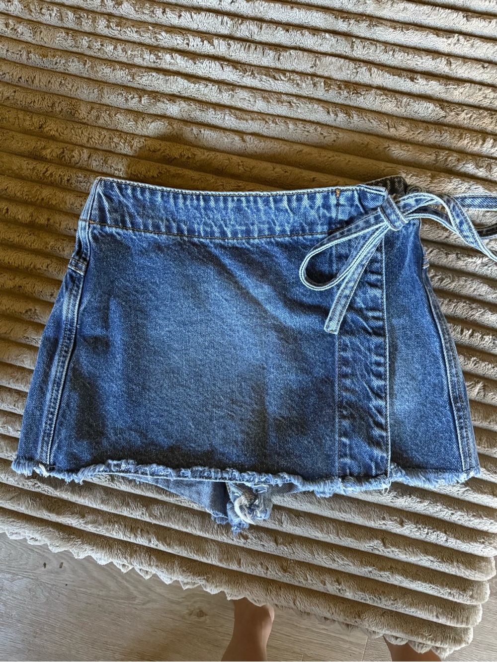 Altar'd State Blue Denim Wrap Skort with Side Tie